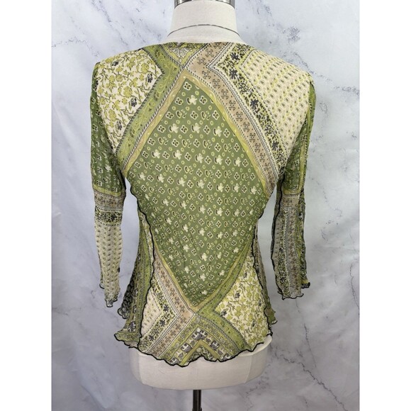 Vtg Y2K Babydoll Top Sz S Silk Mesh Whimsigoth Fairy Grunge Indie Sleaze Green - Picture 2 of 16